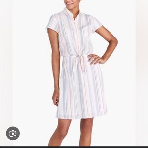 J. CREW Fiesta Summer White Stripe Tie-Waist Button-Front Dress size sma…